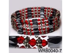 36inch Red Glass ,Alloy,Magnetic Wrap Bracelet Necklace All in One Set